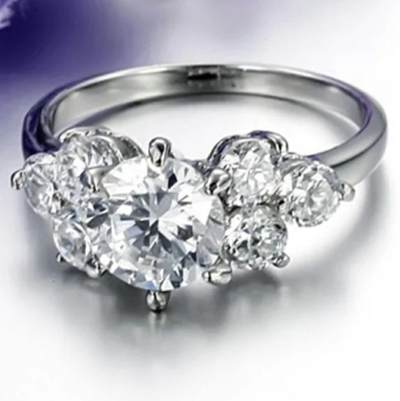 NWT Cz Stainless Steel Cz Engagement Ring Size 5 - Picture 4 of 8